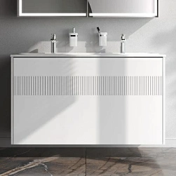 Тумба с раковиной и смесителем 120 AM.PM Func M8FFUX1202WM подвесная/напольная на ножках белая матовая