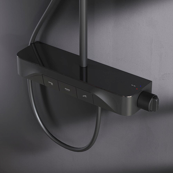 Душевая система AM.PM Func F078F722 стойка с тропическим душем, смесителем, изливом, черная-2