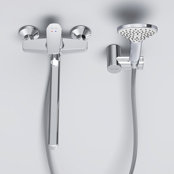 Смеситель для ванны и душа AM.PM Gem F90A95000 длинный излив, душевая лейка, шланг 1750, хром-3