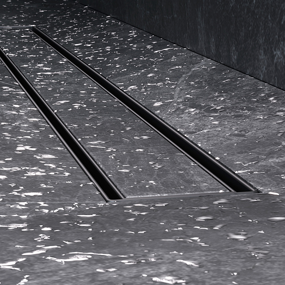 Душевой трап (лоток) 80 AM.PM MasterFlow W01SC-U11-080-04BM комбинированный затвор с черной матовой решеткой под плитку-12