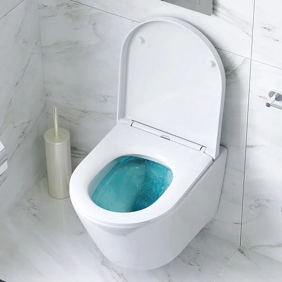 Унитаз подвесной безободковый с инсталляцией AM.PM Sense IS100138.741701 сиденьем микролифт, черной механ. клавишей-3