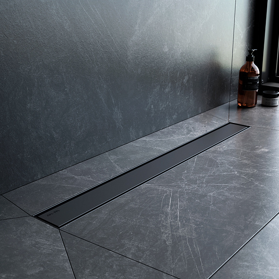 Душевой трап (лоток) 70 AM.PM MasterFlow W01SC-U11-070-04BM комбинированный затвор с черной матовой решеткой под плитку-7