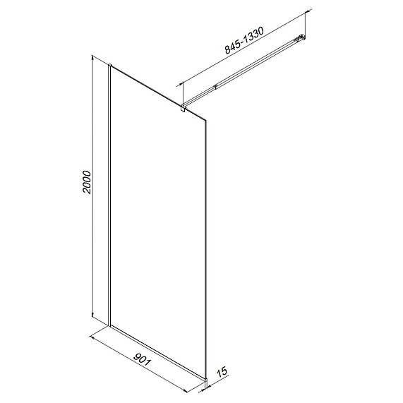 Душевая перегородка 90x200 AM.PM Func W84WI-90-F1-MTE прозрачное стекло, профиль хром-4