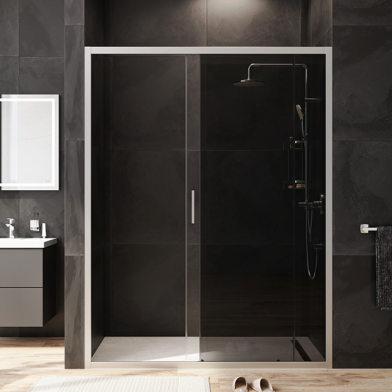 Душевая перегородка с дверью 150x195 AM.PM Gem W90G-150-1-195MG тонированное стекло, профиль серебристый-2