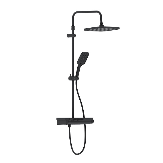 Душевая система Damixa Gala 953760300 стойка с тропическим душем, термостатом, смесителем, черная матовая-5