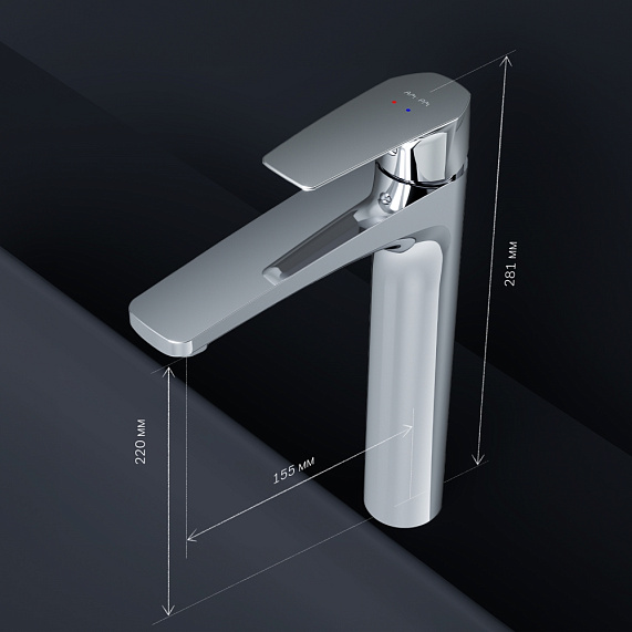 Смеситель для раковины (умывальника) AM.PM Gem F90A92200 высокий с донным клапаном, хром-7