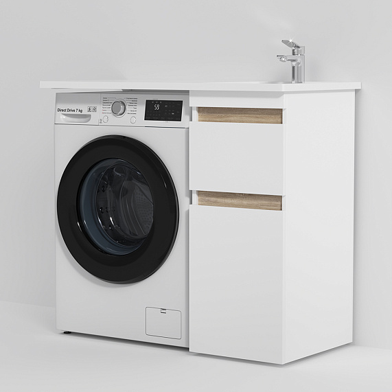 Раковина мебельная 100 AM.PM X-Joy M85AWPR1001WG над стиральной машиной, правая, белая-3