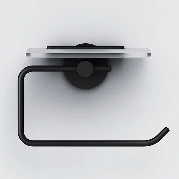 Держатель для туалетной бумаги настенный AM.PM X-Joy A85A341522 со стеклянной полочкой, черный-3