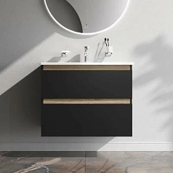 Тумба с раковиной и смесителем 80 AM.PM X-Joy M85AFHX0802BM подвесная чёрная матовая