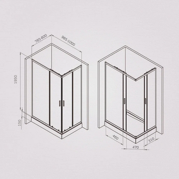 Душевое ограждение без поддона 80x100 AM.PM Gem W90G-403-100280-BT профиль черный матовый-6