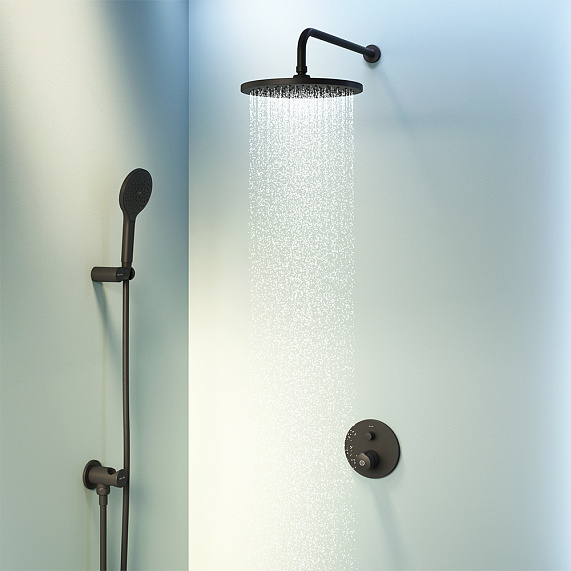 Встраиваемая душевая система AM.PM X-Joy FP85A1RH22 черная: тропический верхний душ, ручной душ-2