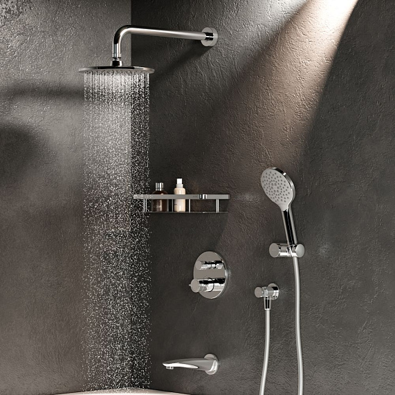 Встраиваемая душевая система AM.PM X-Joy FT85A3RH10 хром: тропический верхний душ, ручной душ, термостат-3