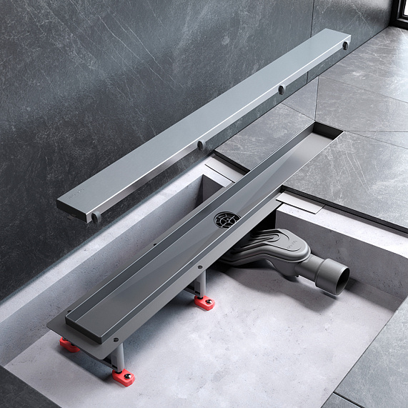 Душевой трап (лоток) 70 AM.PM MasterFlow W01SC-U11-070-04SB комбинированный затвор со стальной матовой решеткой под плитку-15