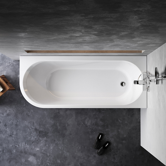 Ванна акриловая 170x70 AM.PM X-Joy W94A-170R70W-ARP ассиметричная с каркасом и панелью, белая глянцевая-2