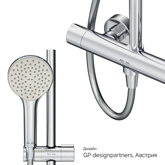 Душевая система AM.PM Gem F0790410 стойка с тропическим душем, термостатом, хром-10