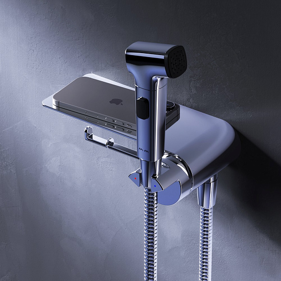 Гигиенический душ со смесителем AM.PM Func F0H8F900 хром встраиваемый, полка, шланг 1200, держатель туалетной бумаги-2