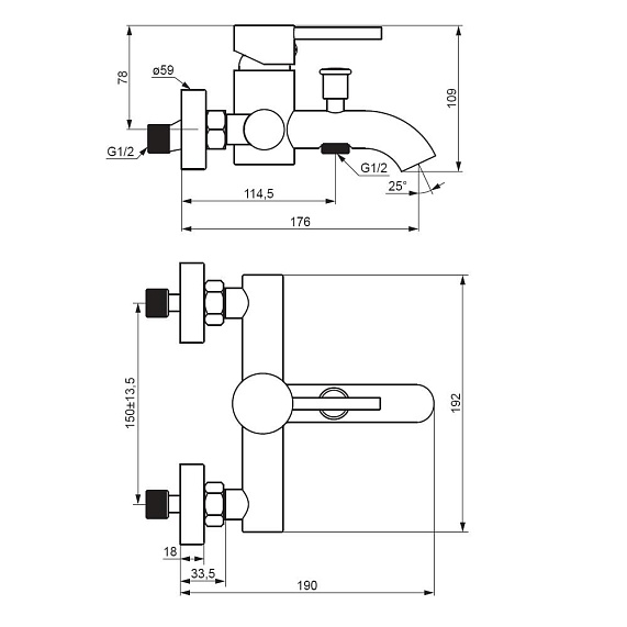 Смеситель для ванны и душа Damixa Scandinavian Pure 361000000 хром-4