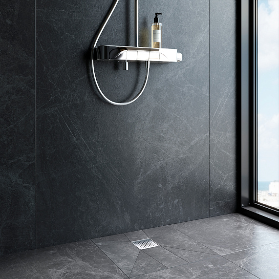 Душевой трап 10x10 AM.PM MasterFlow W01BD-P11-010-01SB комбинированный затвор со стальной матовой решеткой-2