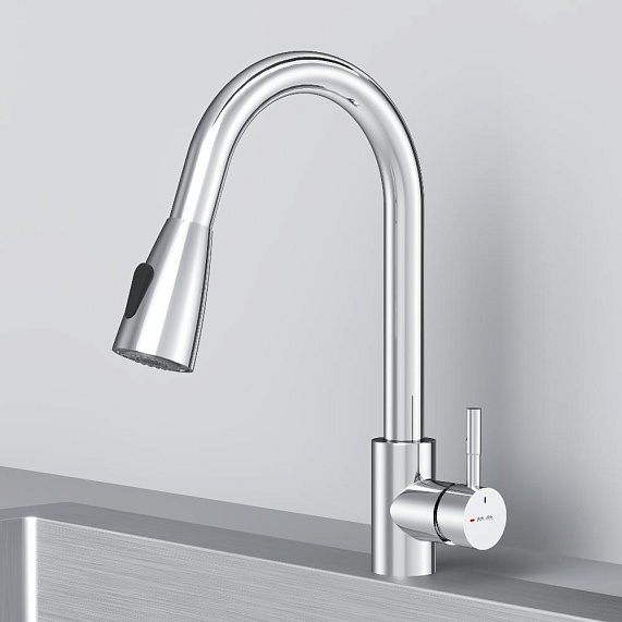 Смеситель для кухни AM.PM X-Joy S F85B07500 высокий, с выдвижным изливом, хром-6