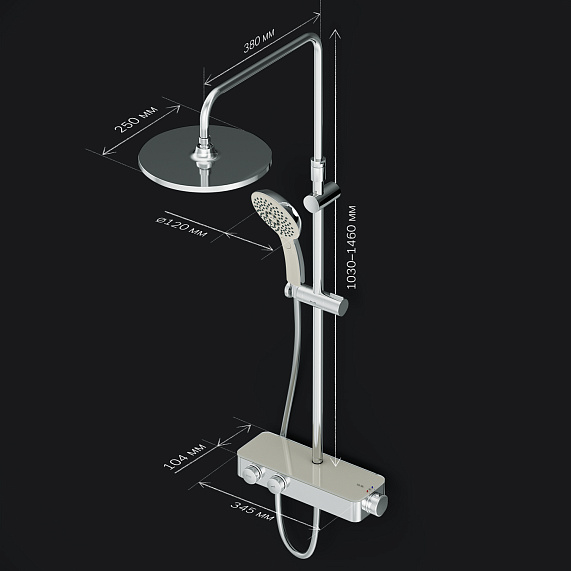 Душевая система AM.PM Inspire 2.0 F0750A400 стойка с тропическим душем, термостатом, хром-9