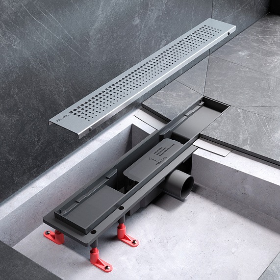 Душевой трап (лоток) 50 AM.PM PrimeFlow W02SC-P11-050-01SB комбинированный затвор со стальной матовой решеткой-7