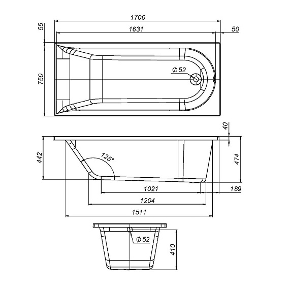 Ванна акриловая 170x70 AM.PM Spirit W72A-170-070W-A2 белая глянцевая-9