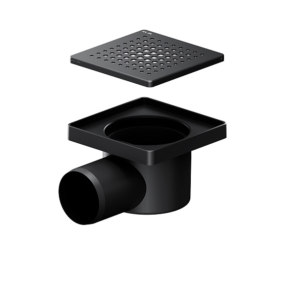 Душевой трап 10x10 AM.PM PrimeFlow W02BD-P11-010-01BM гидрозатвор с черной матовой решеткой-10