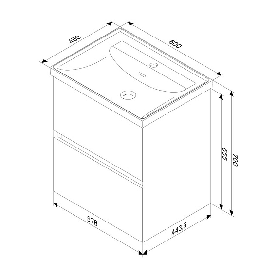 Тумба с раковиной 60 AM.PM Above M9X-FHX0602OF-WCC0600WG подвесная под дерево-12
