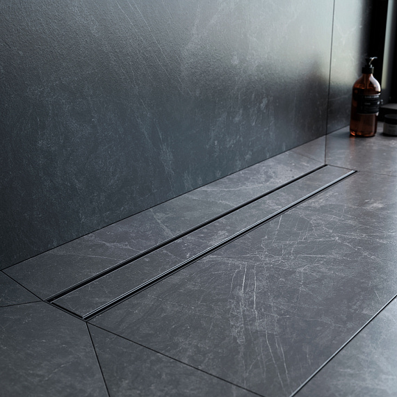 Душевой трап (лоток) 70 AM.PM PrimeFlow W02SC-U11-070-04BM комбинированный затвор с черной матовой решеткой под плитку-6