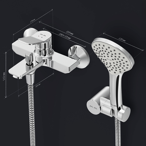 Смеситель для ванны и душа AM.PM X-Joy F85A15000 душевая лейка, шланг 1750, хром-7