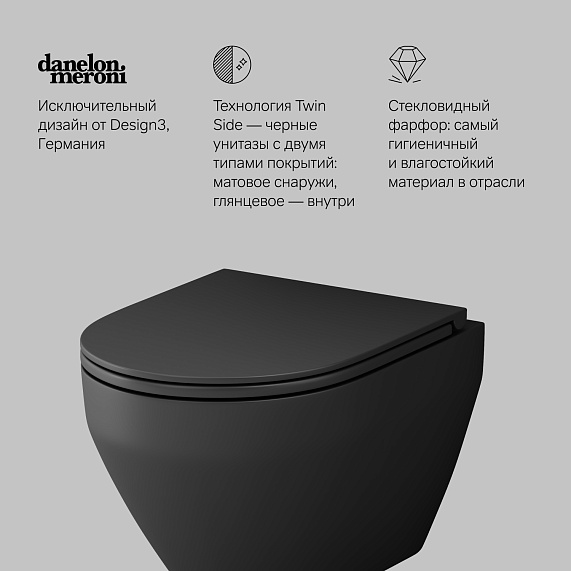 Унитаз подвесной AM.PM Spirit 2.0 C701700MBSC безободковый с сиденьем микролифт, черный матовый-6