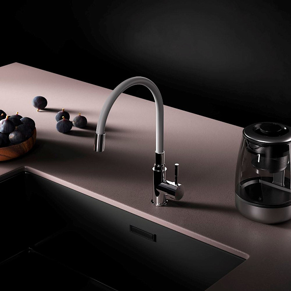 Смеситель для кухни AM.PM X-Joy S F85B07605 высокий, хром, с серым гибким изливом-4