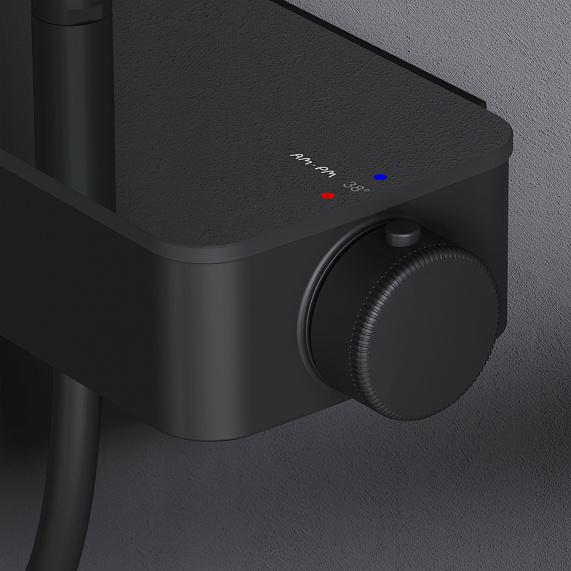 Душевая система AM.PM Inspire 2.0 F0750A422 стойка с тропическим душем, термостатом, смесителем, черная матовая-3