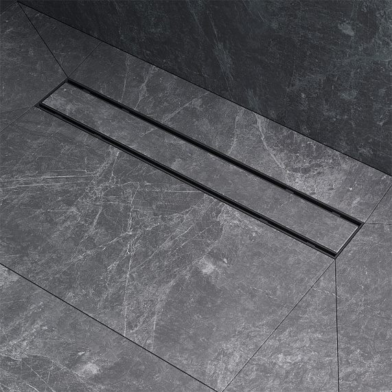 Душевой трап (лоток) 50 AM.PM PrimeFlow W02SC-U11-050-04BM комбинированный затвор с черной матовой решеткой под плитку-10