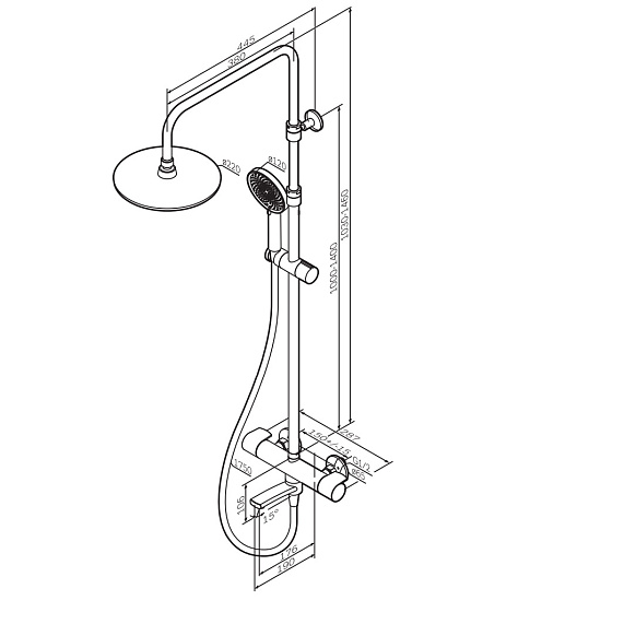 Душевая система AM.PM X-Joy F0785A544 стойка с тропическим душем, термостатом, смесителем, изливом, розовое золото-7