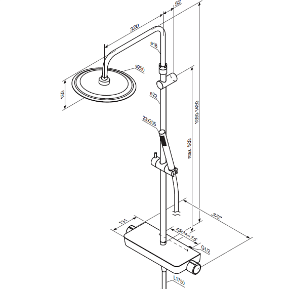 Душевая система Damixa Scandinavian Pure 936750000 стойка с тропическим душем, термостатом, смесителем, хром-6