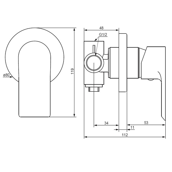 Смеситель для душа Damixa Apollo 477500300 черный встраиваемый-2