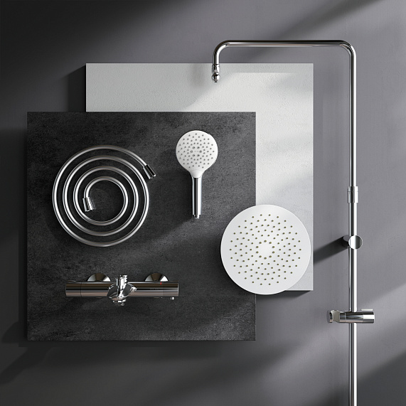 Душевая система AM.PM Like F0780564 стойка с тропическим душем, термостатом, смесителем, изливом, хром-11