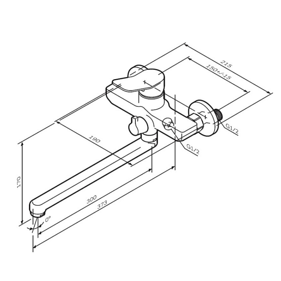 Смеситель для ванны и душа AM.PM X-Joy F85A90000 длинный излив, хром-9