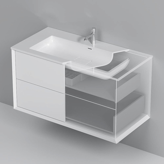 Тумба с раковиной 100 AM.PM Libre M60-FHX1002WM-WPC100SWM подвесная белая матовая-7