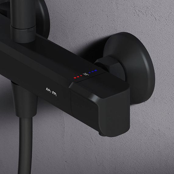 Душевая система AM.PM Func F078F422 стойка с тропическим душем, термостатом, смесителем, черная-3