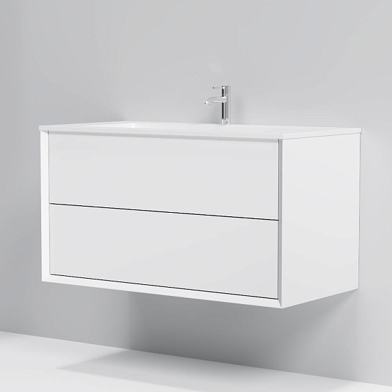 Тумба с раковиной 100 AM.PM Libre M60-FHX1002WM-WPC100SWM подвесная белая матовая-8