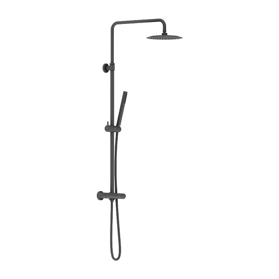 Душевая система Damixa Scandinavian Pure 936800300 стойка с тропическим душем, термостатом, смесителем, черная матовая-5
