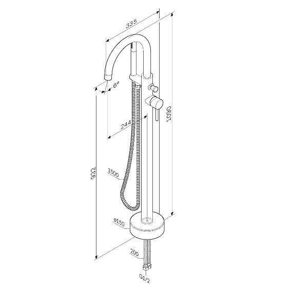 Смеситель для ванны и душа AM.PM Sense F7514100 напольный, хром-8