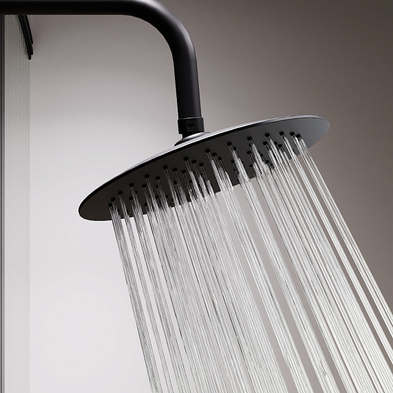 Душевая система Damixa Scandinavian Pure 936800300 стойка с тропическим душем, термостатом, смесителем, черная матовая-4
