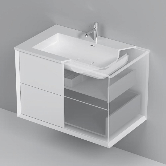 Тумба с раковиной 80 AM.PM Libre M60-FHX0802WM-WPC080SWM подвесная белая матовая-6