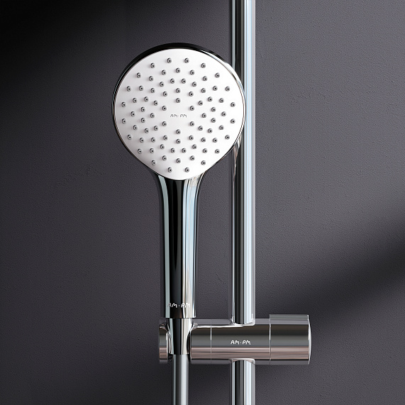 Душевая система AM.PM X-Joy F40885A24 стойка с тропическим душем, хром + смеситель для душа, хром-5