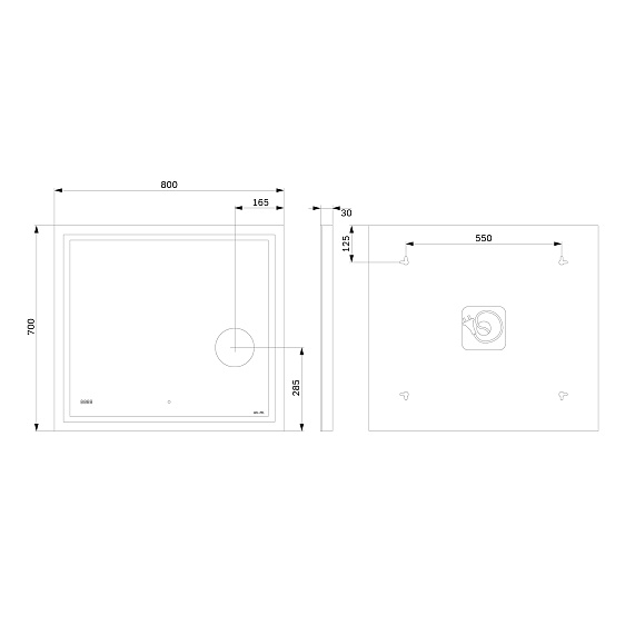 Зеркало с подсветкой в ванную прямоугольное 80 AM.PM Gem M91AMOX0803WG сенсорное с часами и косметическим зеркалом-10