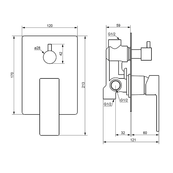 Смеситель для ванны и душа Damixa Gala 537100300 черный встраиваемый-3
