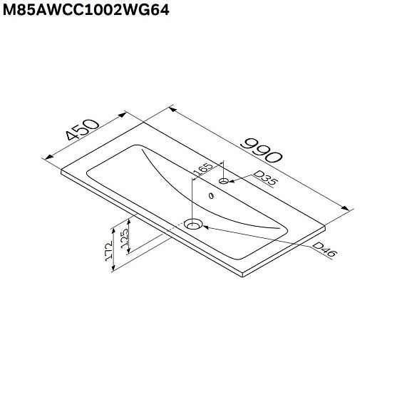 Тумба с раковиной 100 AM.PM X-Joy M85AFHX1002WG подвесная белый глянец-1